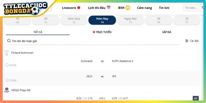 Giới thiệu tính năng Livescore